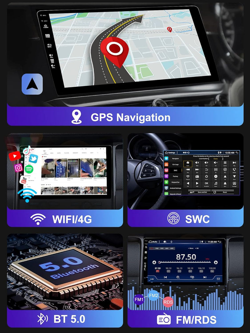 6G+128G 2 Din Android 12 Autoradio passend für Audi A4 B6 B7 S4 RS4 2000–2009 – GPS-Navigation/Carpl