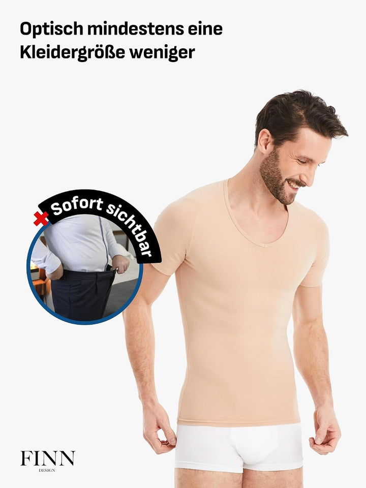 FINN figurformendes Kompressions-Unterhemd Herren - Shapewear Kurzarm Shirt mit Bauch-Weg Effekt - B