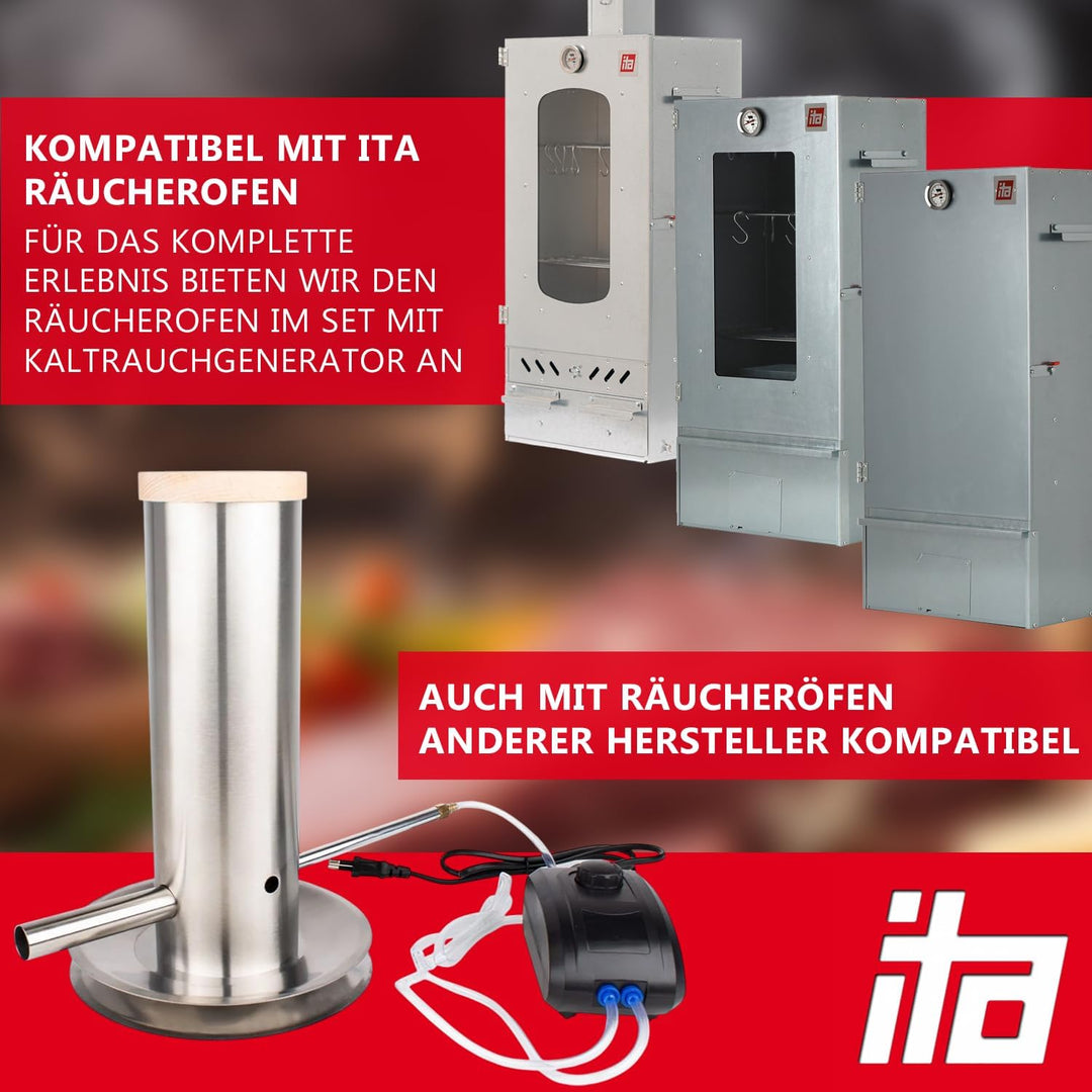 ITA Premium Kaltrauchgenerator aus Edelstahl - Raucherzeuger für Räucheröfen Smoker - Rauchgenerator
