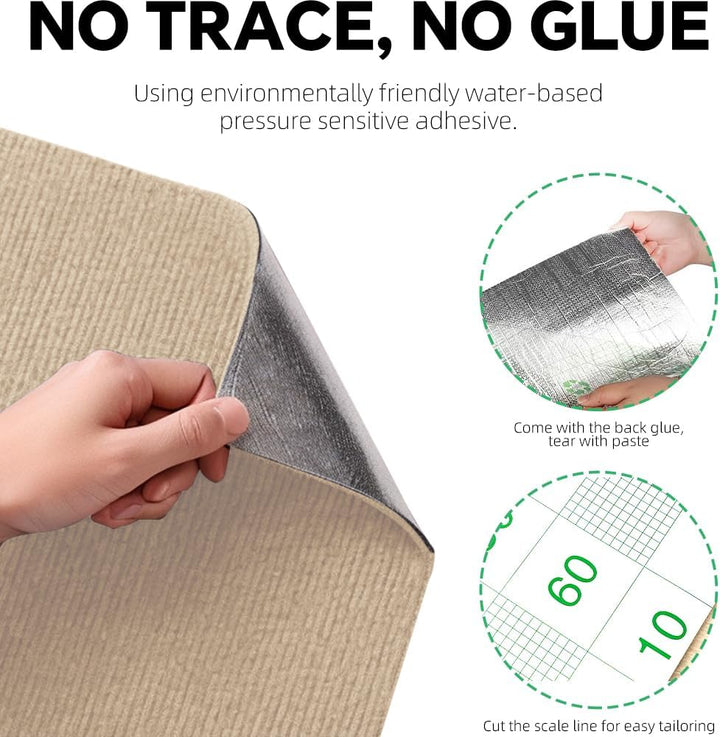Kratzmatte Selbstklebend 300cmx40cm - Katzenkratzmatten für Wand, Kratzteppich, Katzenteppich (Khaki