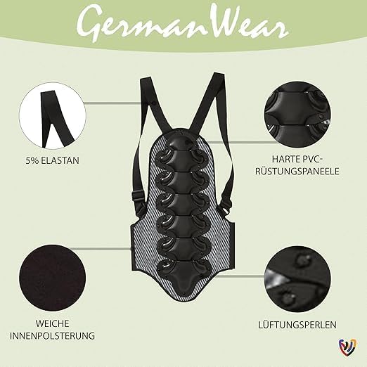 German Wear Motorrad Rückenprotektor safty back protektorenjacke für Motorrad, Ski, Snowboard XXL, X