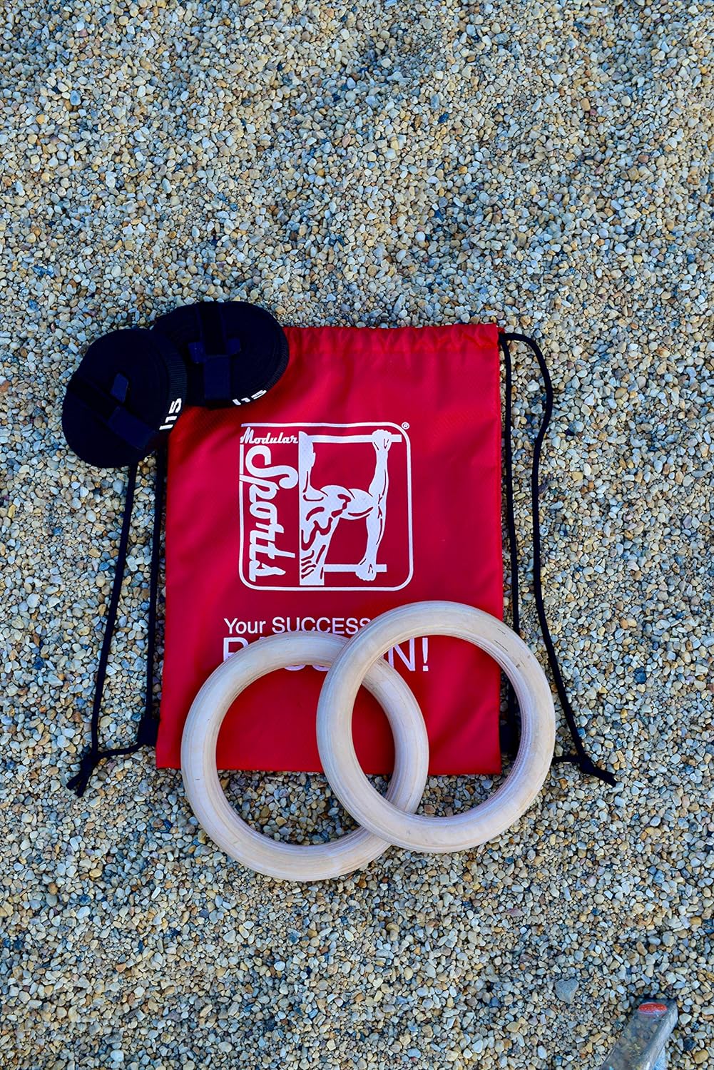 Modular Sports Gymnastikringe aus Holz 32mm / hochwertige Turnringe Outdoor & Indoor/belastbare Gurt