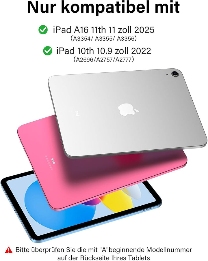 CC Store Hülle mit Tastatur für iPad A16 11 Generation 2025/10 Generation 2022 (11/10.9 Zoll), Magne