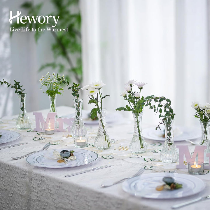12 x Kleine Vasen für Tischdeko, Hewory Vase Glas Blumenvase Vintage Deko Glasvase Mini Vasen Set Va