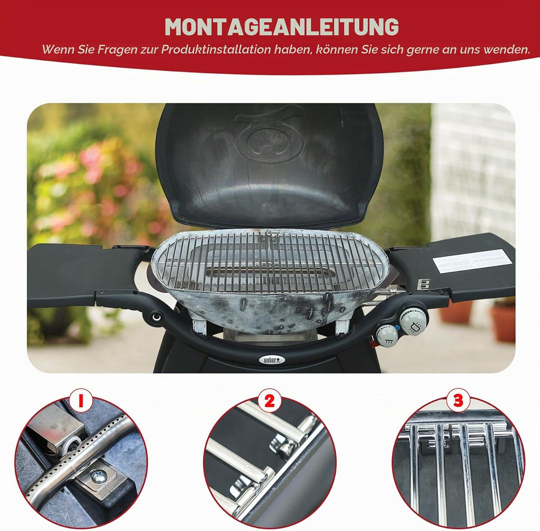 7646 Stainless Steel Cooking Grates for Weber Q300, Q320, Q3000, Q3200 Series, 63.5 x 45.2 cm Replac