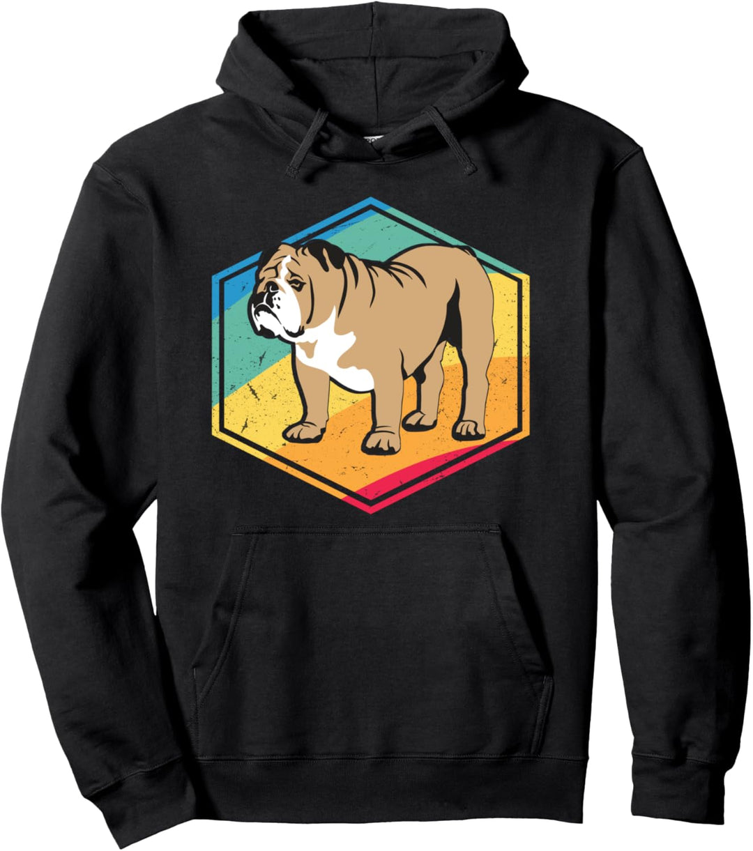 Bulldog Lovers Gift Men Women Boys Girls Retro Style Bulldog Pullover Hoodie