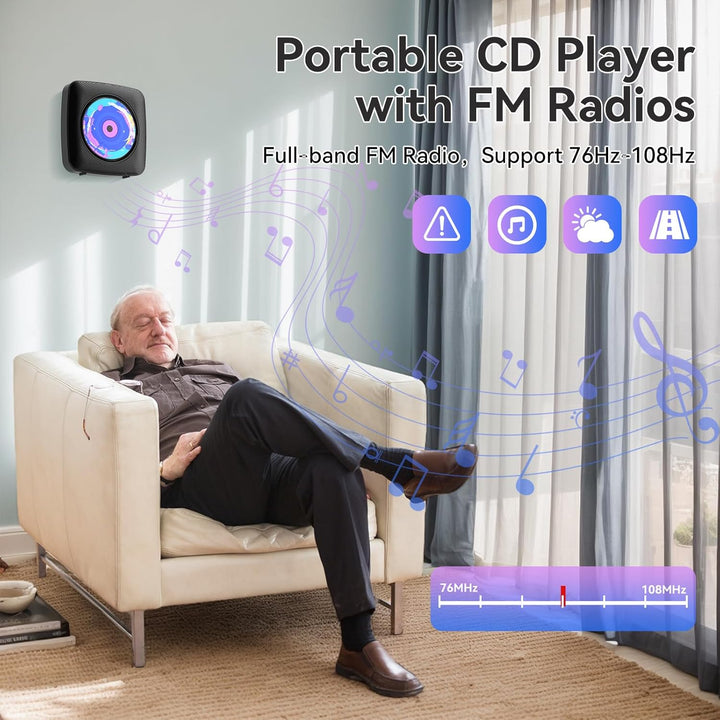 Radio mit CD Player Kinder: Kegaudio Tragbarer CD Players Tragbar mit Bluetooth Lautsprecher Frontan