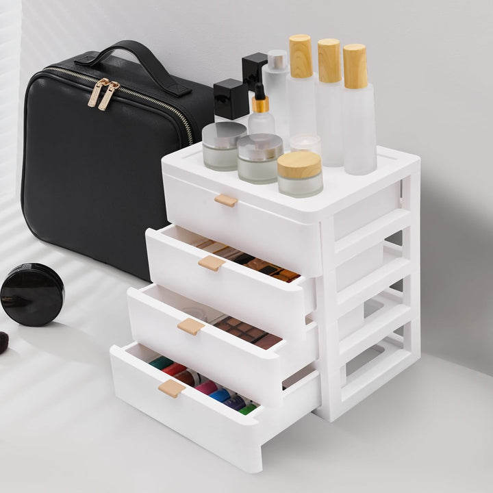 Rechteckig Weiss Tischplatte Schreibtisch-Aufbewahrungsbox,Schreibtisch-Organizer Mit Schublade,4 Sc