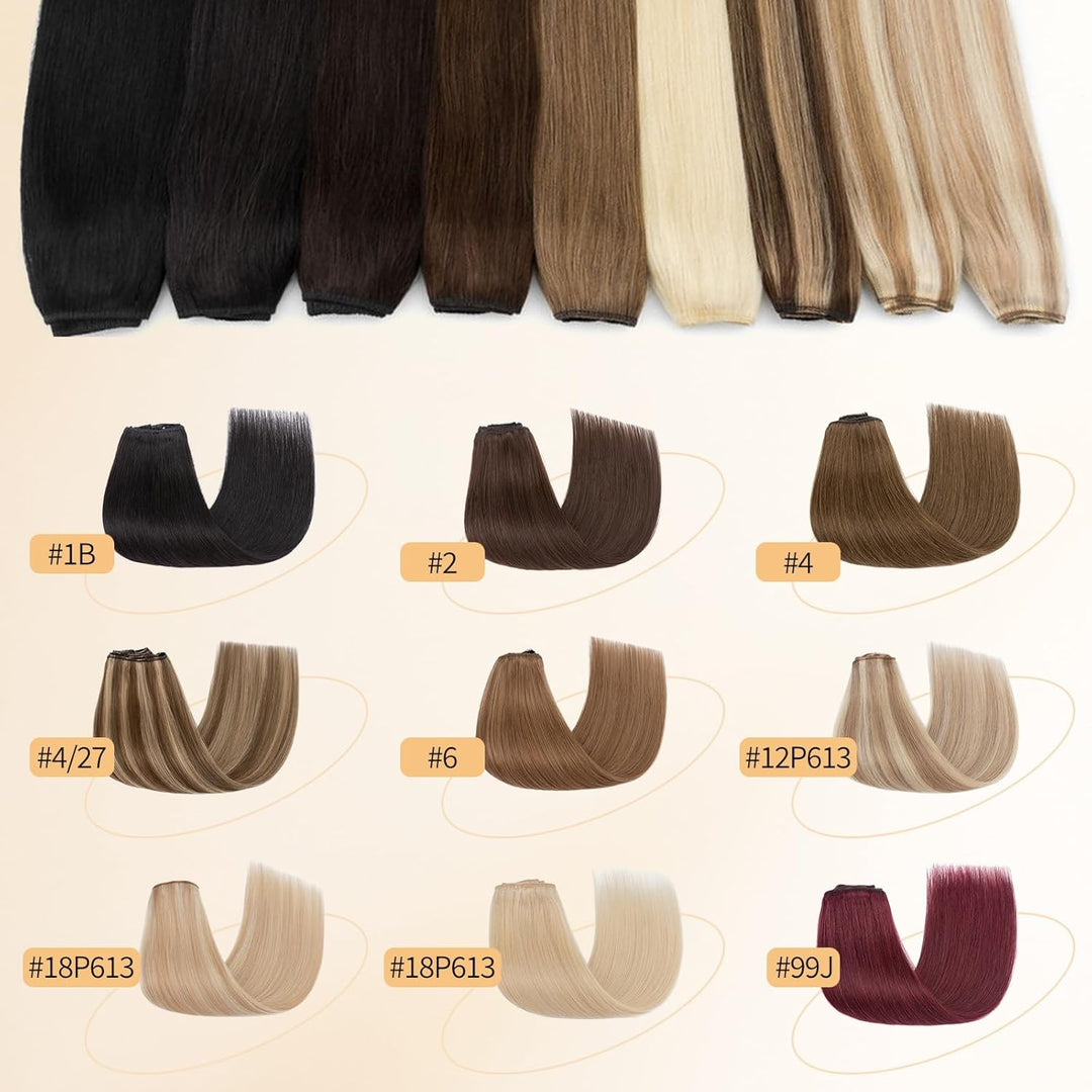 S-noilite Clip in Extensions Echthaar Schokoladenbraun/Dunkelblond 25cm 56g Extensions Clip in Echth