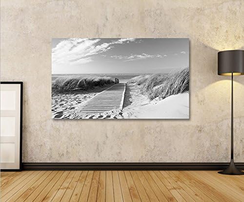 islandburner Bild Bilder auf Leinwand Strand Schwarz/Weiss Nordseestrand Langeoog 1p XXL Poster Lein