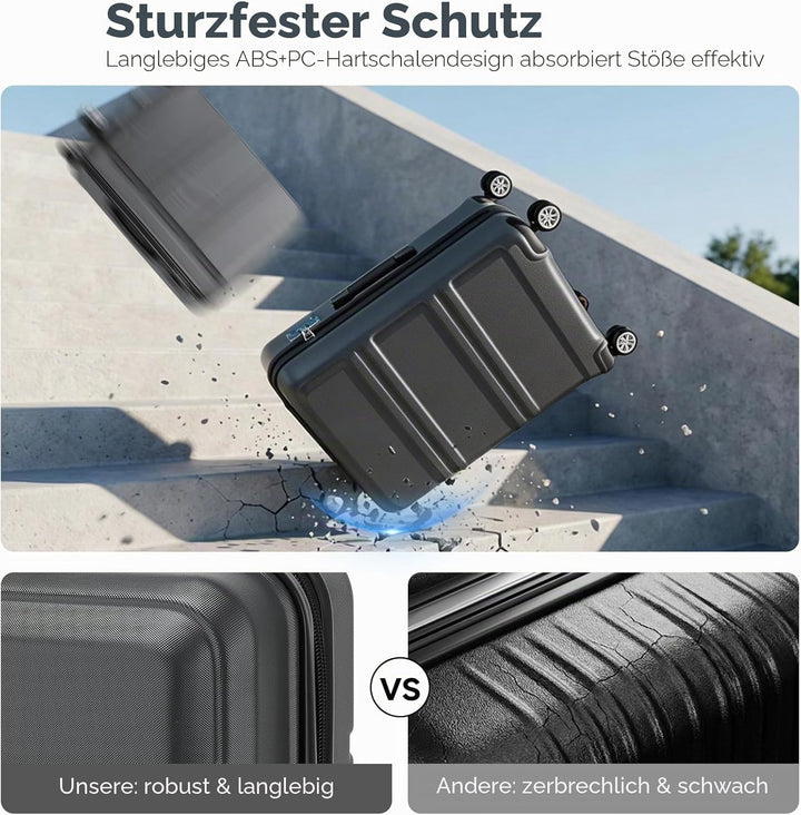 KONO Handgepäck Koffer 20 Zoll Leichter ABS+PC Hartschalenkoffer mit TSA-Schloss Reisekoffer mit 4 R