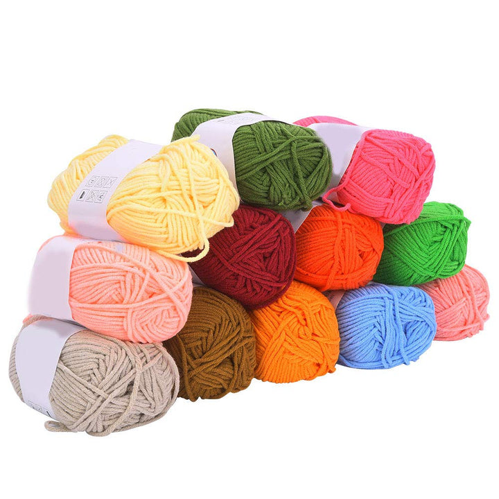 12 Farben Baumwollgarn Strickgarn Wolle Häkeln Baumwollstrickfaden Weiches warmes Garn zum Stricken