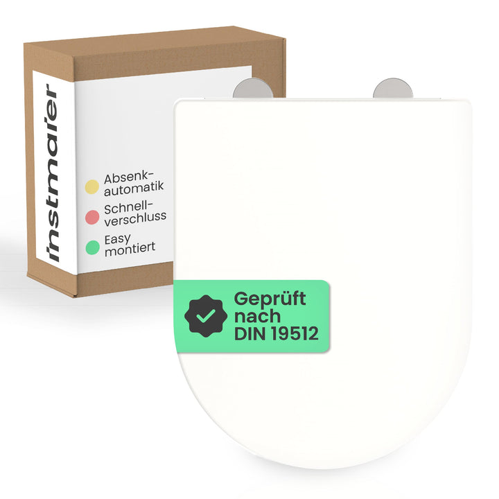 instmaier Helma | Toilettendeckel mit Absenkautomatik | Weiss | D-Form | Toilettensitz aus Duroplast