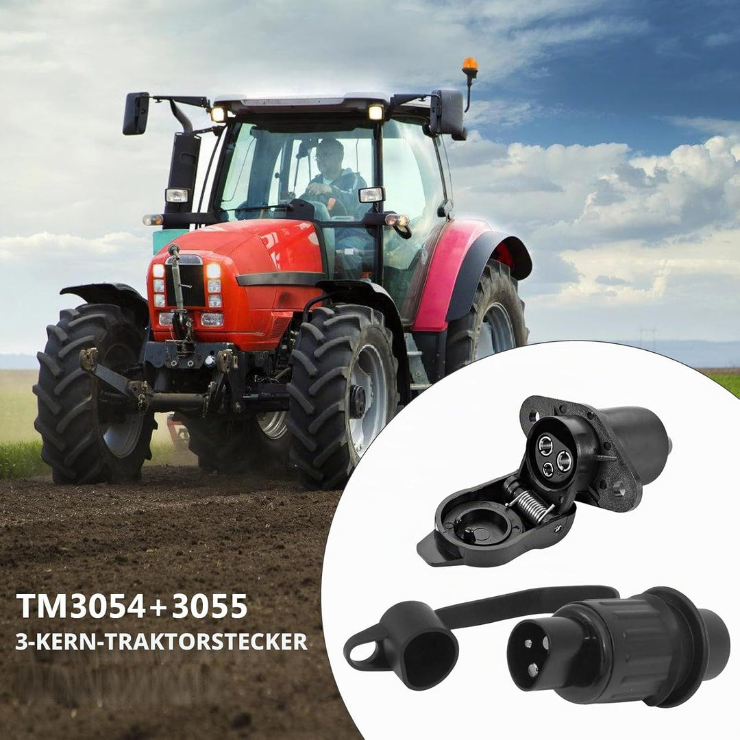 Vegena 4 Stück Stecker 3 Polig und Steckdose 3 Polig, 3 Polig Traktor Stecker Steckdose 12V, Anhänge
