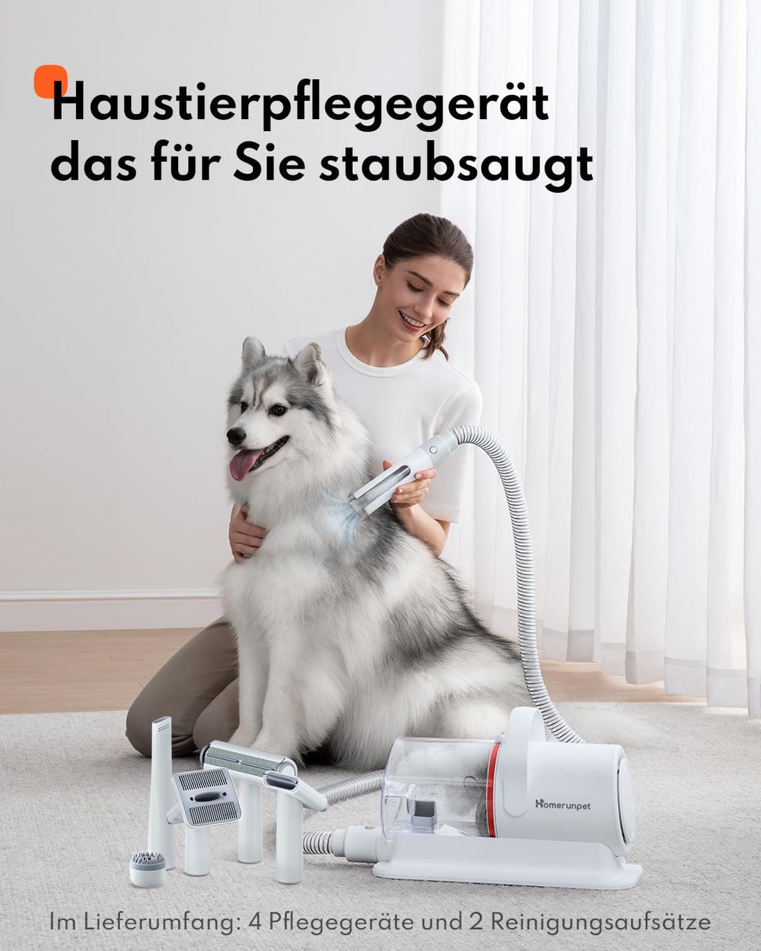 Homerunpet Hundeschermaschine mit Staubsauger, Ultraleise & Super Saugkraft Haustierpflegeset, Profi