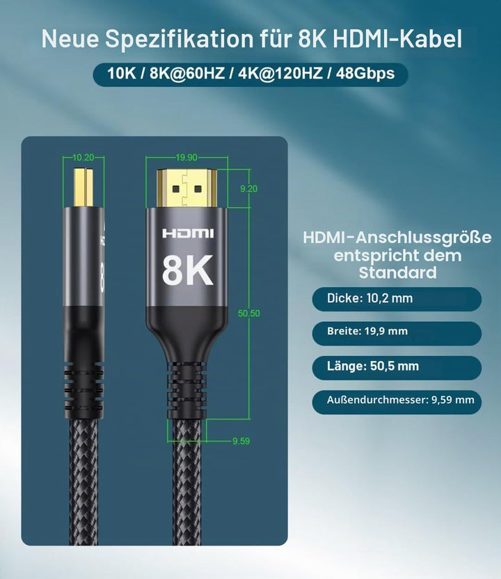Adauxter 4K HDMI Kabel 10M, High Speed HDMI Kabel mit Ethernet Unterstützung 4K 60Hz 2K 165Hz 1080p