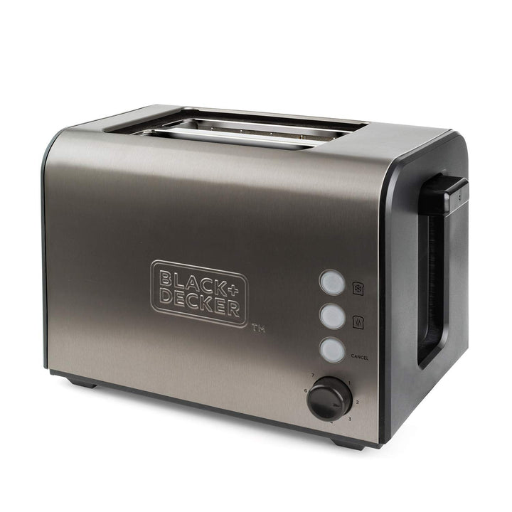 Black+Decker ES9600060B BXTO900E Toaster, 900, Edelstahl, Grau 2 extra breite Schlitze Ohne Klemmen,