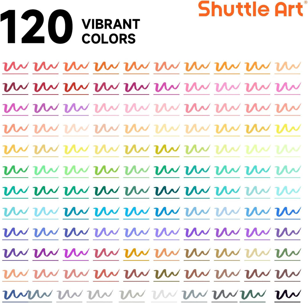 Shuttle Art Dual Brush Pen Set, 120 bunte Filzstifte doppelköpfige Pinselstifte mit weicher Spitze,