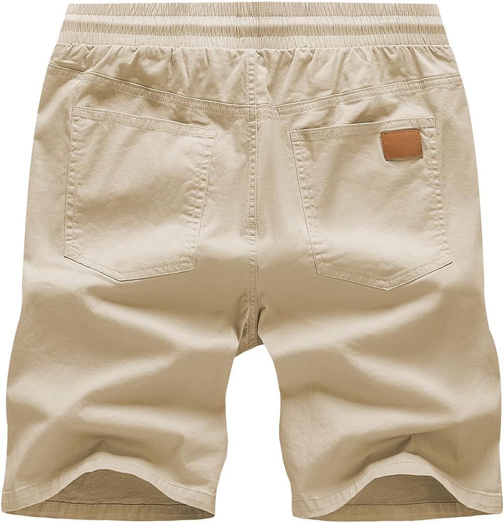 JMIERR Kurze Hosen Herren Shorts Herren Sommer Chino Baumwolle Elastische Taille mit Taschen