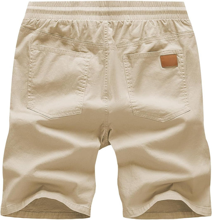 JMIERR Kurze Hosen Herren Shorts Herren Sommer Chino Baumwolle Elastische Taille mit Taschen