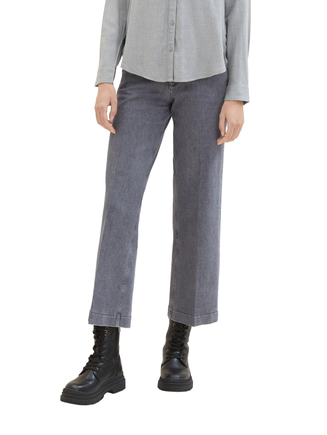 TOM TAILOR Damen High Waist Culotte Jeans mit weitem Bein 31W / 30L 10210 - Grey Denim, 31W / 30L 10