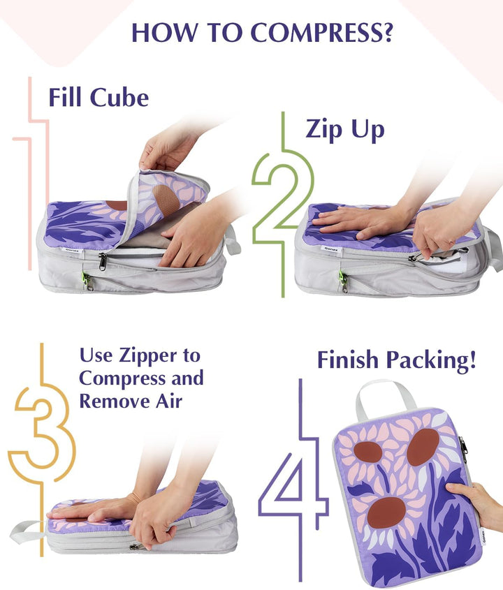 Gonex Compression Packing Cubes 4er Set, Gonex Kleidertaschen 4-teilig Verpackungswürfel, Kleidertas