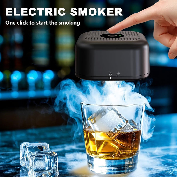 Elektrischer Whisky Smoker Set mit 6 Holzchips, Wiederaufladbare Cocktail Smoker Kit, Saturn S-moker
