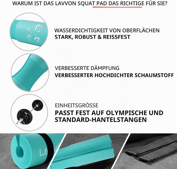 Langhantel Polster Set - Hip Thrust Pad Polster für Langhantelstange - Hantel Nackenpolster, Polster