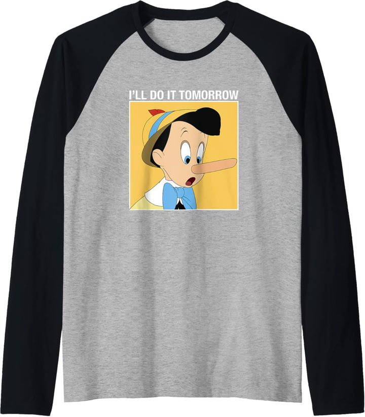 Disney Pinocchio Ich mache es morgen V2 Raglan