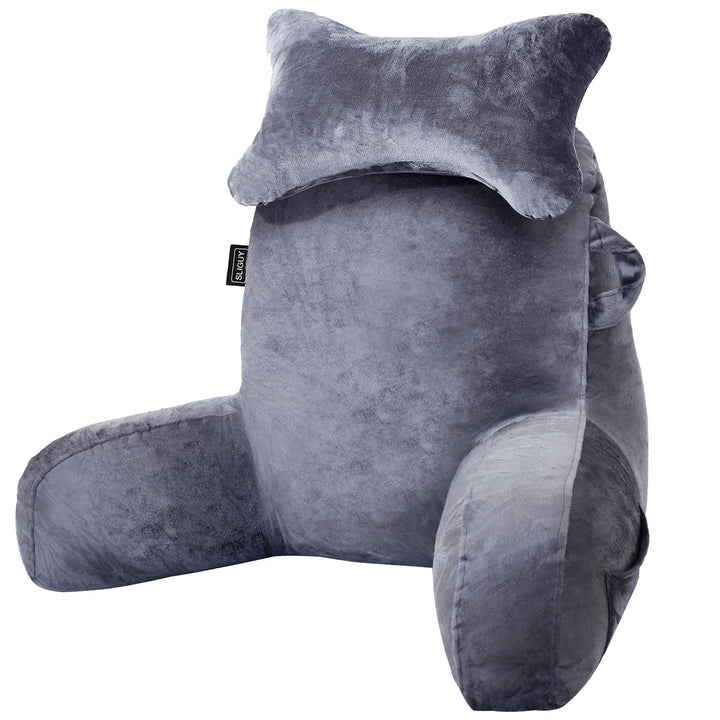 Lesekissen zum Sitzen im Bett Couch Erwachsene, Rückenkissen mit Taschen, Rückenkissen für Erwachsen