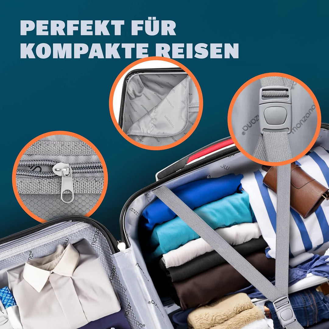 Monzana® Koffer Baseline Handgepäck ABS Hard Case Gehäuse gummierte Rollen Teleskopgriff Zahlenschlo