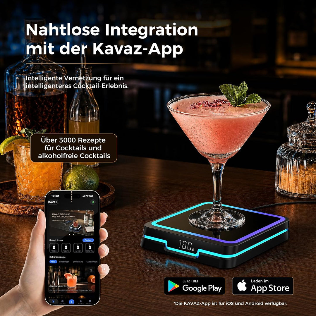 KAVAZ Smart Cocktail Maker mit App-Steuerung-LED-Ausgiesshilfe für perfekte Cocktails,Getränkemix-As