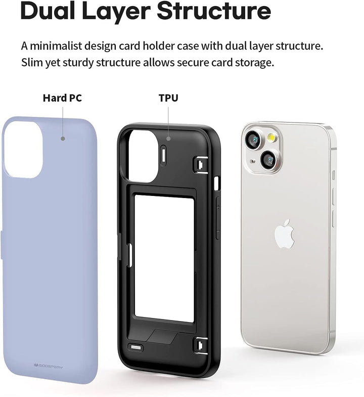 GOOSPERY Magnetic Door Bumper Hülle Kompatibel mit iPhone 13, Dual Layer protektive Kartenhalter Wal