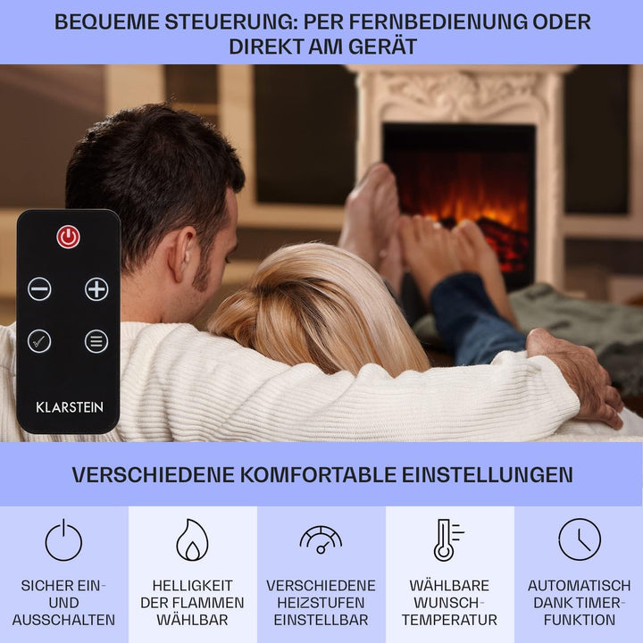 Klarstein Elektrokamin, Elektro Heizungen für Wohnzimmer & Innenräume, Elektrischer Kamin mit LED Fl