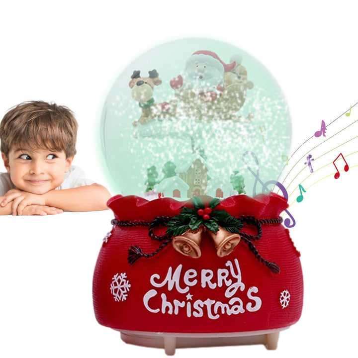 Schneekugel Weihnachten Mit Spieluhr, Weihnachtsmann-Schnee-Häuser Spieluhr - Farbwechsel, Batterieb
