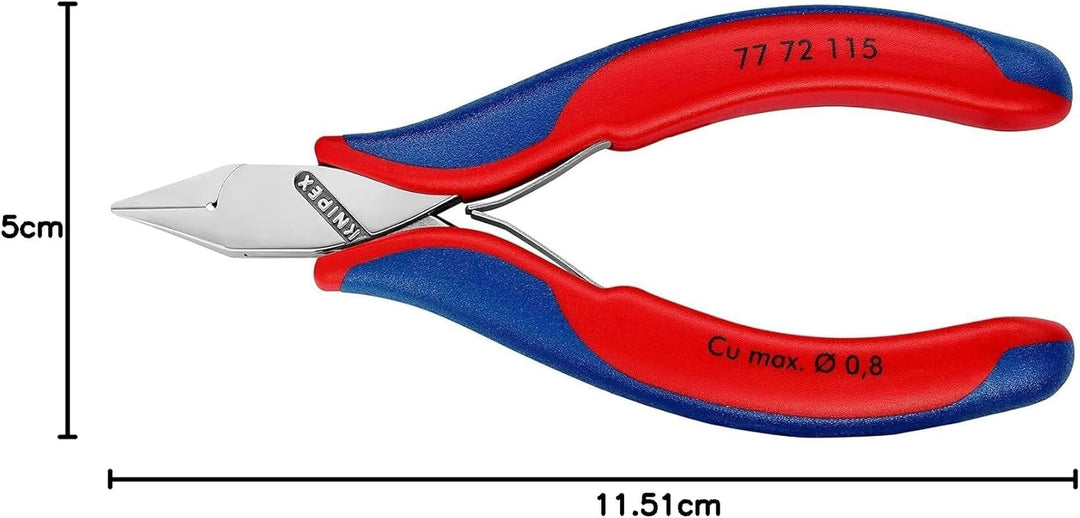 Knipex Elektronik-Seitenschneider mit Mehrkomponenten-Hüllen 115 mm 77 72 115 spitzer Minikopf, mit