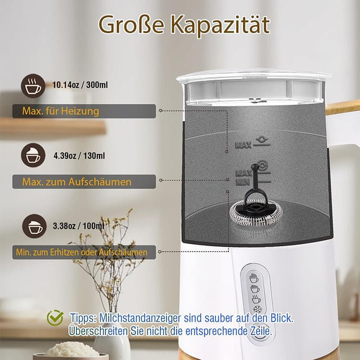 NESSGRAIM Elektrischer Milchaufschäumer 4-in-1 – Milchschäumer Elektrisch für heissen und kalten Mil
