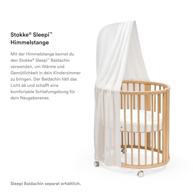 Stokke Sleepi Himmelstange V3, Hazy Grey - Hergestellt aus massivem Buchenholz - Kompatibel Sleepi B
