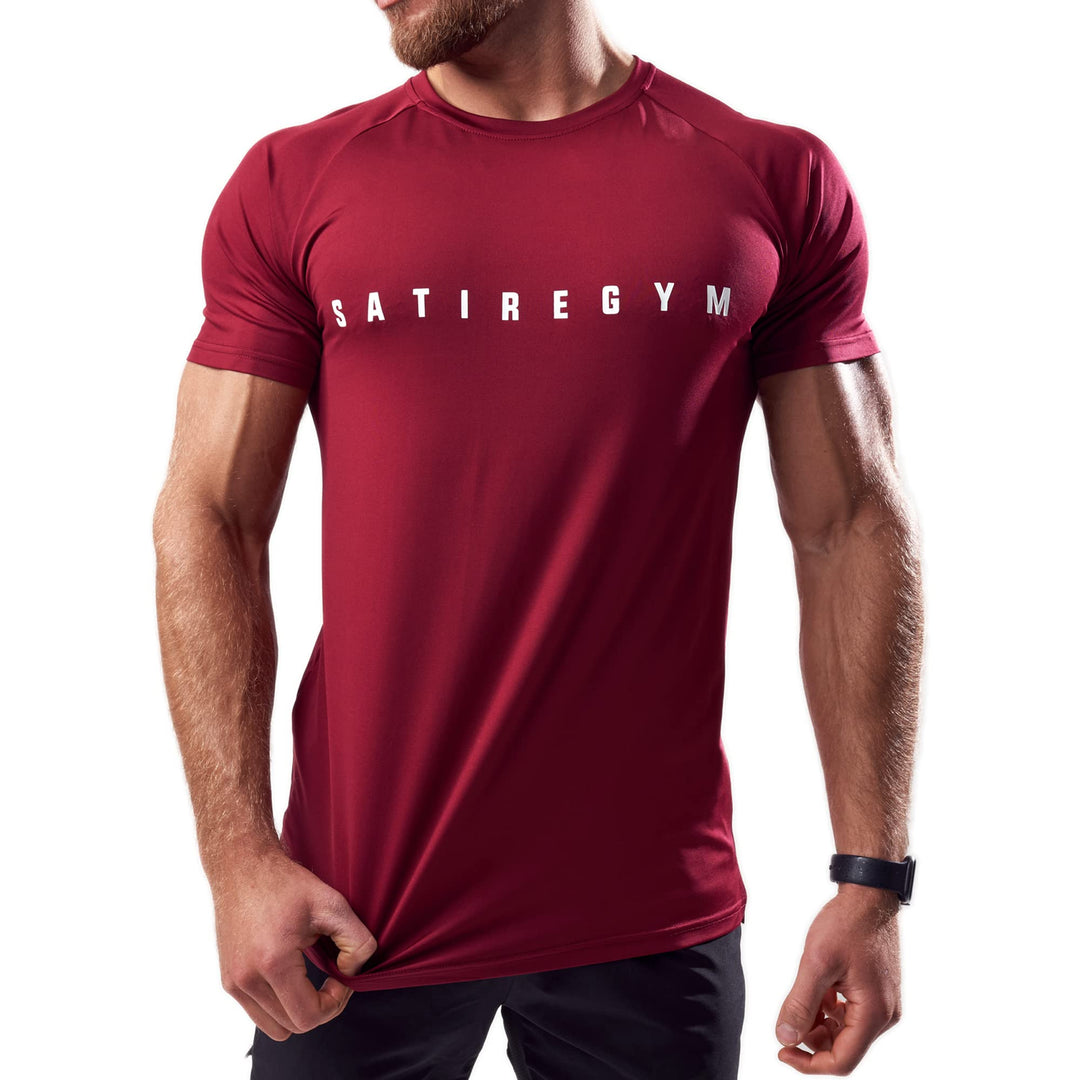 Satire Gym - Sport Shirt Männer atmungsaktiv - enganliegendes &amp; schnelltrocknendes Fitness Tshirt He