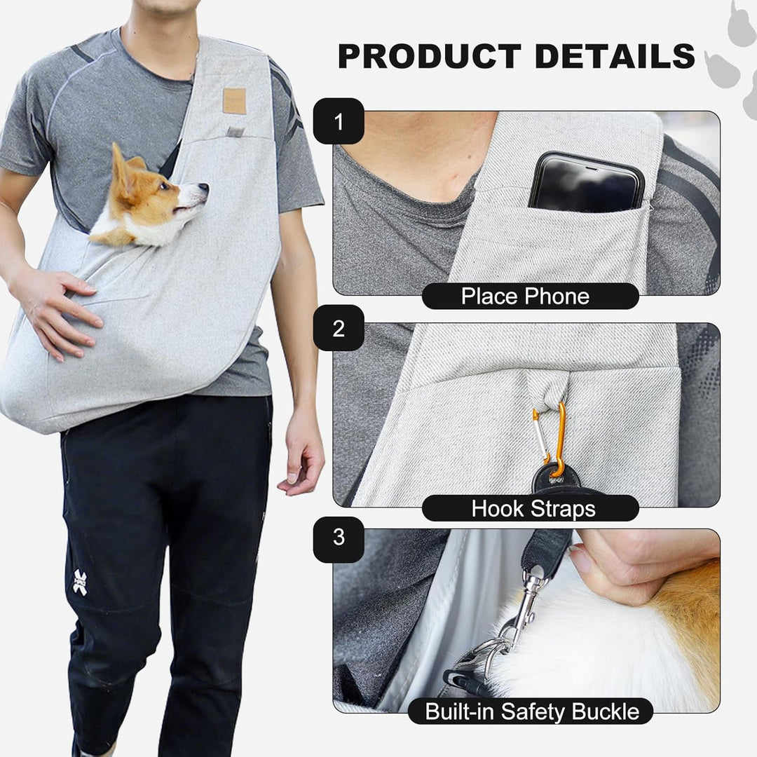 PETCUTE Hundetasche für Kleine Hunde bis 6 kg,Freihändig, Atmungsaktiv,Hundetragetasche mit Tasche,S