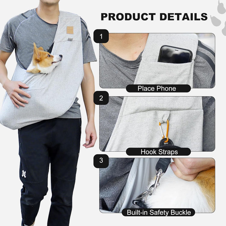 PETCUTE Hundetasche für Kleine Hunde bis 6 kg,Freihändig, Atmungsaktiv,Hundetragetasche mit Tasche,S