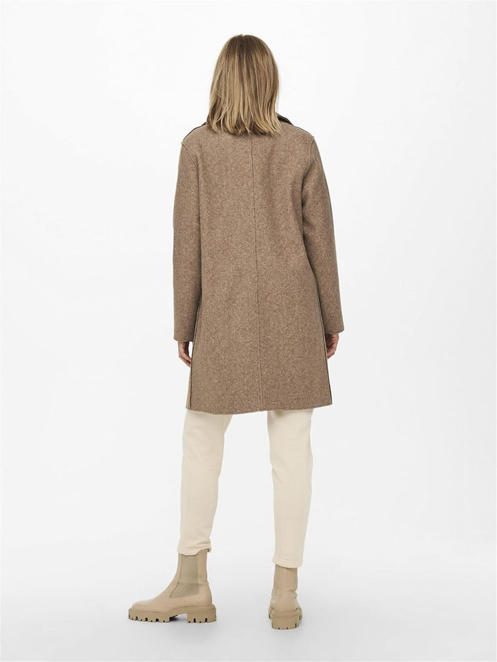 ONLY Damen Kurzmantel Carrie Bonded lange Damenjacke mit Knopfleiste S Woodsmoke Melange, S Woodsmok