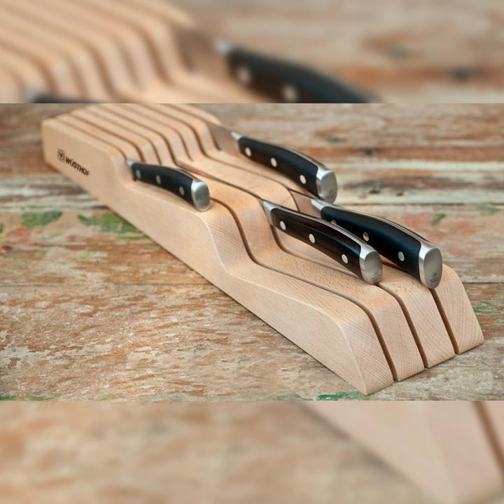 Wüsthof Schubladeneinsatz für 7 Messer (7270), aus hochwertiger Buche, für Küchenmesser mit einer Kl