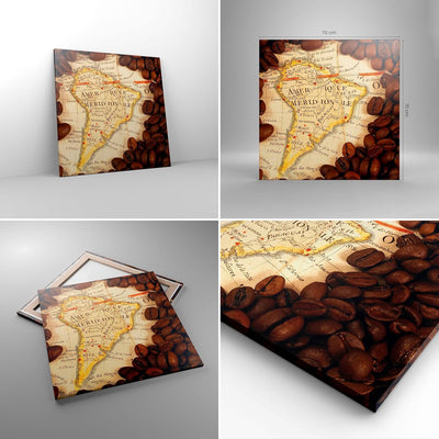 ARTTOR Bilder auf Leinwand 70x70cm Leinwandbild Südamerika Samen Kaffee Gross Wanddeko Bild Schlafzi