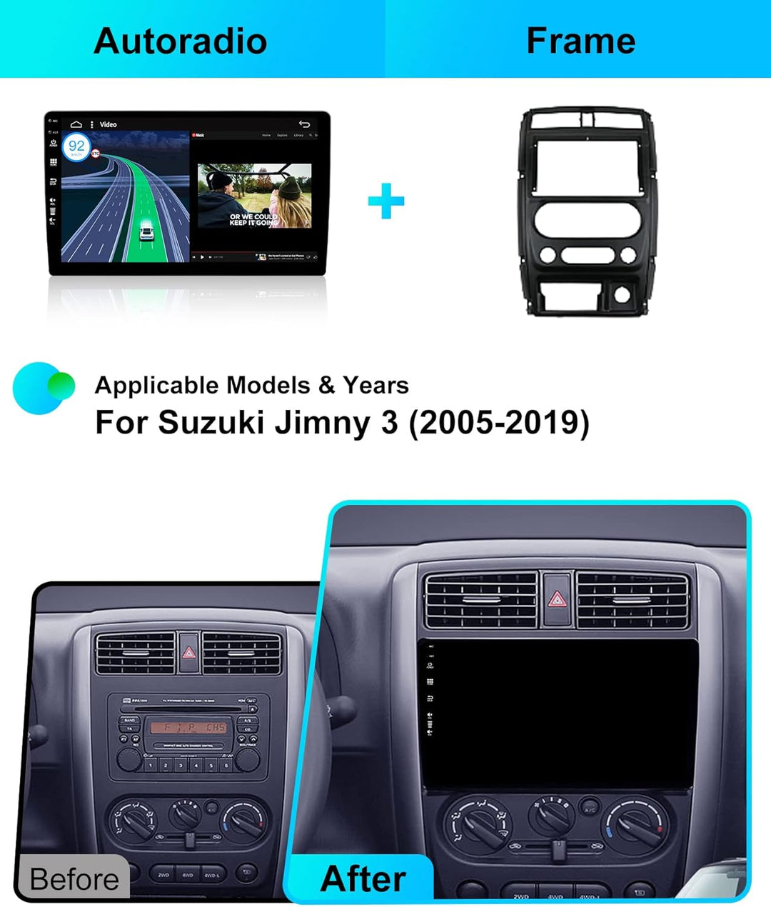 JOYX - [6G+128G] - Android 15 IPS Autoradio Passt für Suzuki Jimny 3 (2005-2019) - Kabellos CarPlay/