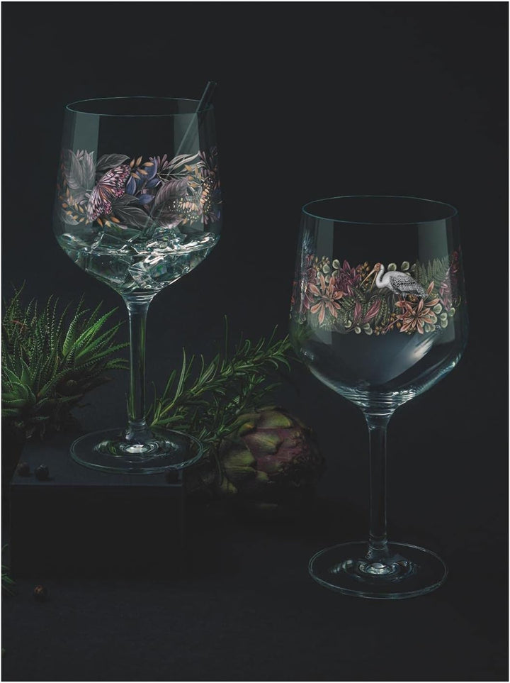RITZENHOFF 3691001 Gin-Glas 700 ml - Serie Schattenfauna Set Nr. 1 – 2 Stück, Storch &amp; Schmetterling