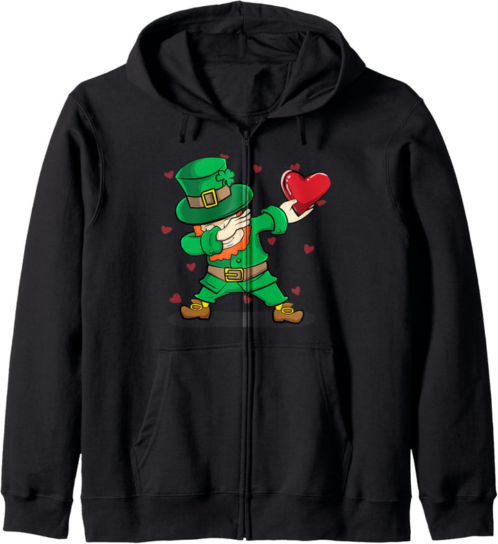 Tupfender Leprechaun & Herz Lustige Valentinestag Geschenke Kapuzenjacke