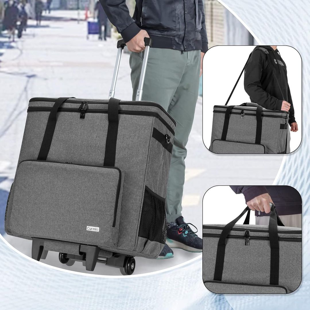 CURMIO Reisetasche für Desktop PC, PC Gehäuse Tasche mit Abnehmbarem Trolley, Desktop-Computer-Trage