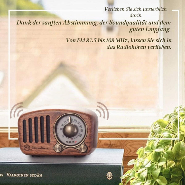 Radio Feegar Retro Bluetooth Lautsprecher,Vintage FM Radio mit altmodischem klassischem Stil,Starke
