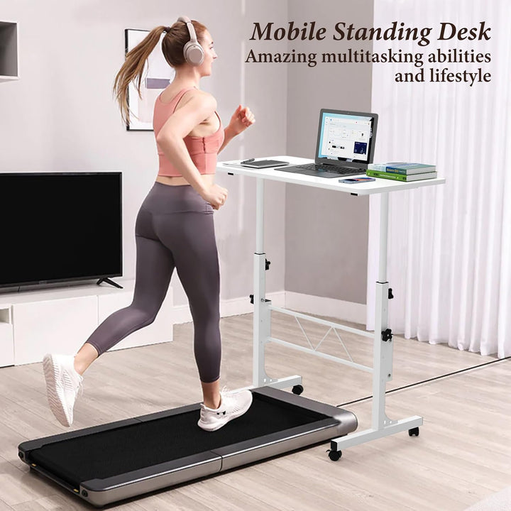 PIPIPOXER 80x40cm Laptoptisch mit Rollen, Laptoptisch Höhenverstellbarer 69-110 cm, Computertisch Mo